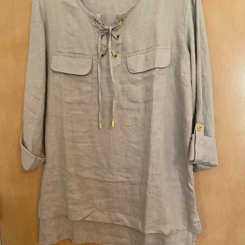 Ellen Tracy Linen Tunic - NWOT - Size Medium - Color Sandstone - Picture 4 of 4